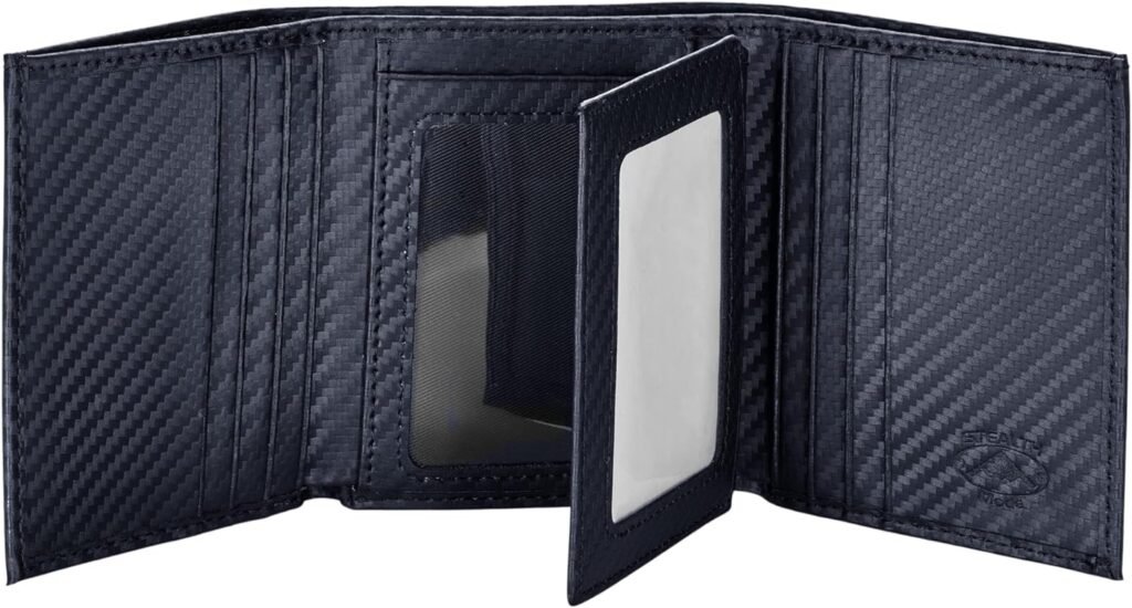 Stealth Mode Carbon Fiber Trifold RFID Wallet For Men With Flip Out ID Holder (Carbon Fiber)