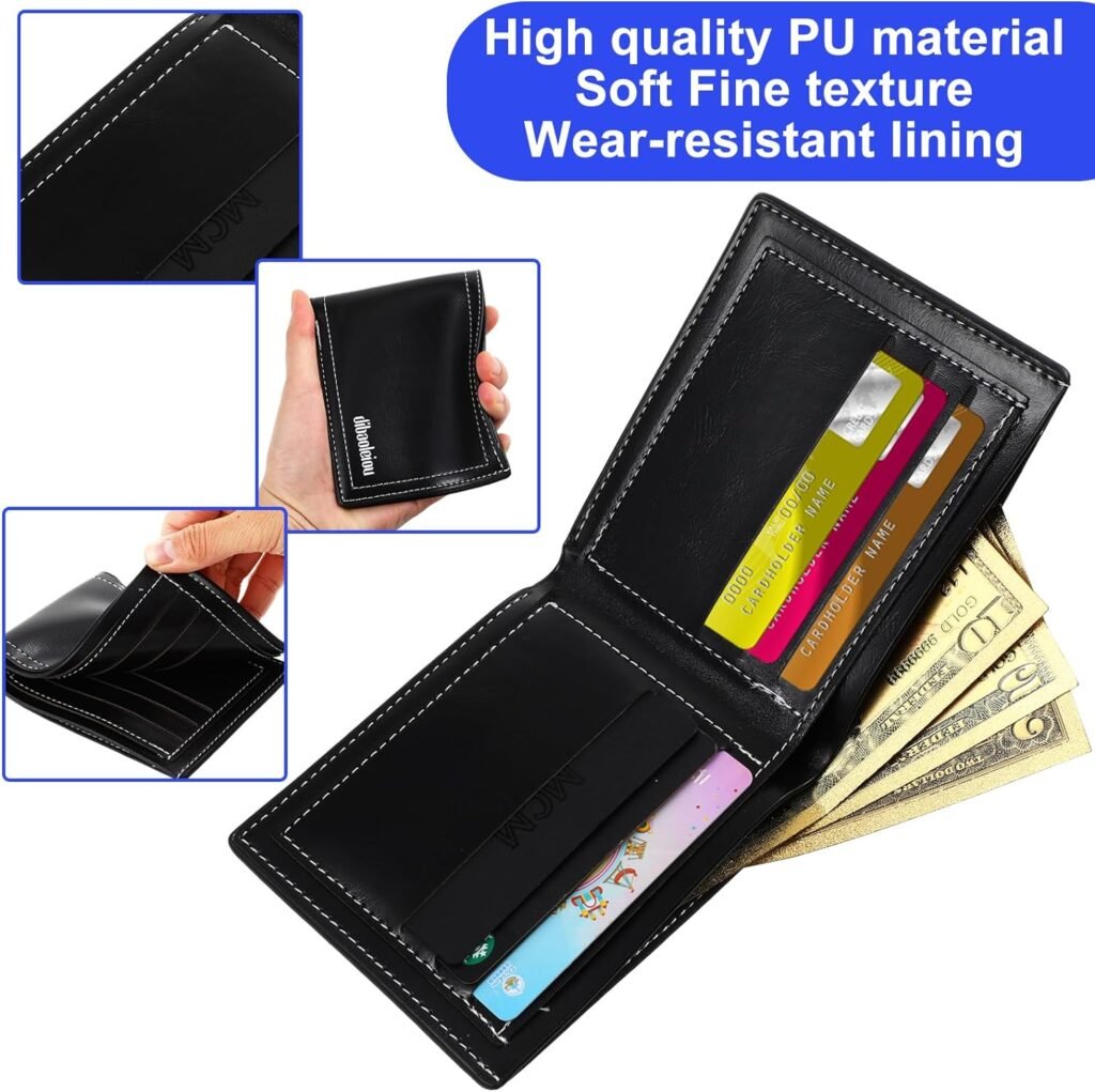 Amaxiu Men PU Leather Wallet, Men’s Money Wallet With 6 Credit Cards Slots 2 Cash Pockets Coin Pocket Slim Bifold Wallet(Yellow)
