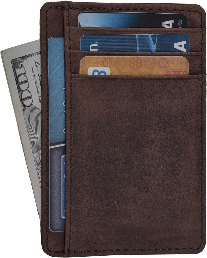 Real Leather Minimalist Wallets for Men Slim RFID Blocking Smart Designer Wallet