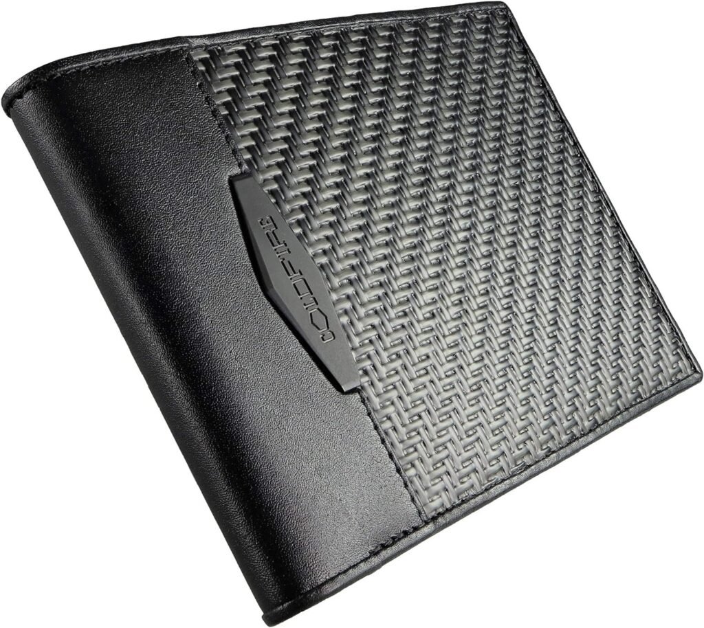 COLDFIRE Carbon Fiber Wallet with ID Window - Handmade EDC Genuine K Leather - Slim Bifold RFID Blocking Credit Card Holder - Made in Europe