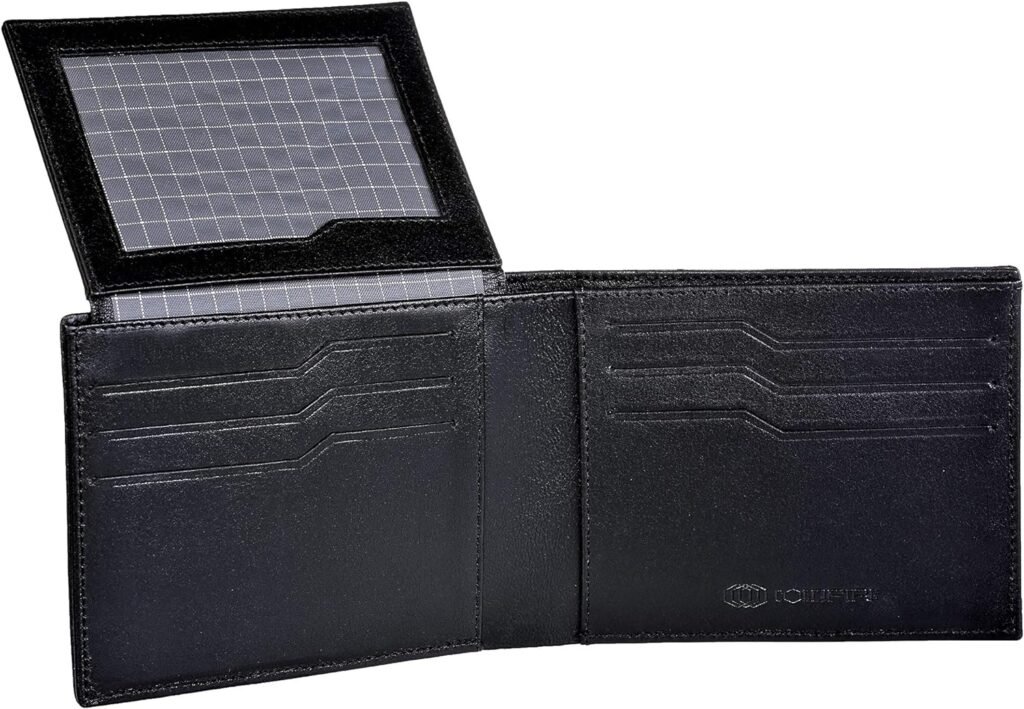 COLDFIRE Carbon Fiber Wallet with ID Window - Handmade EDC Genuine K Leather - Slim Bifold RFID Blocking Credit Card Holder - Made in Europe