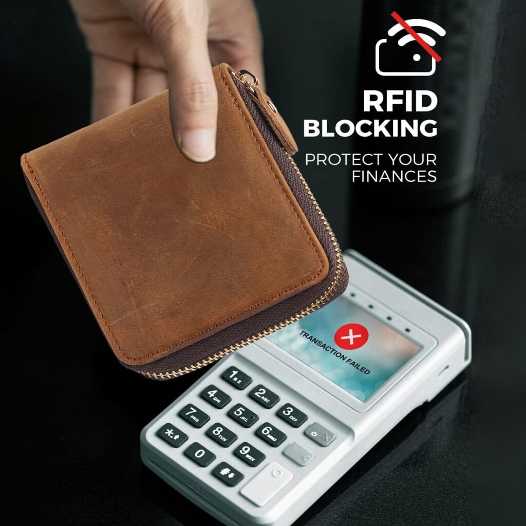 Zipper Wallet Men RFID Blocking Leather Bifold Credit Card Wallets (FBA)
