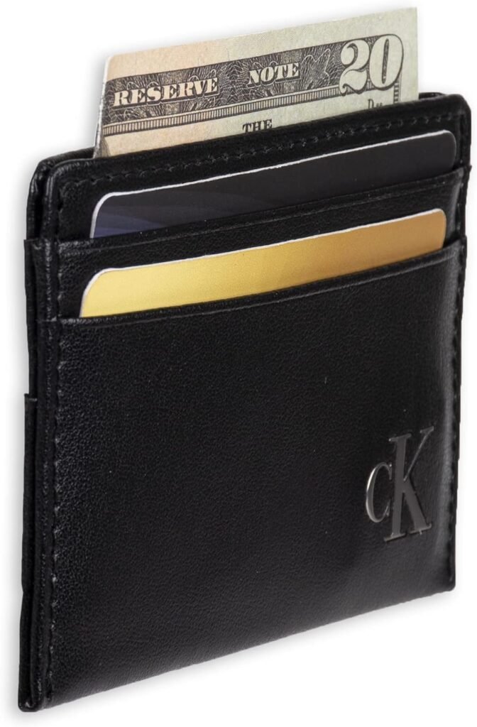 Calvin Klein Mens RFID Leather Slim Minimalist Card Case Wallet Sets